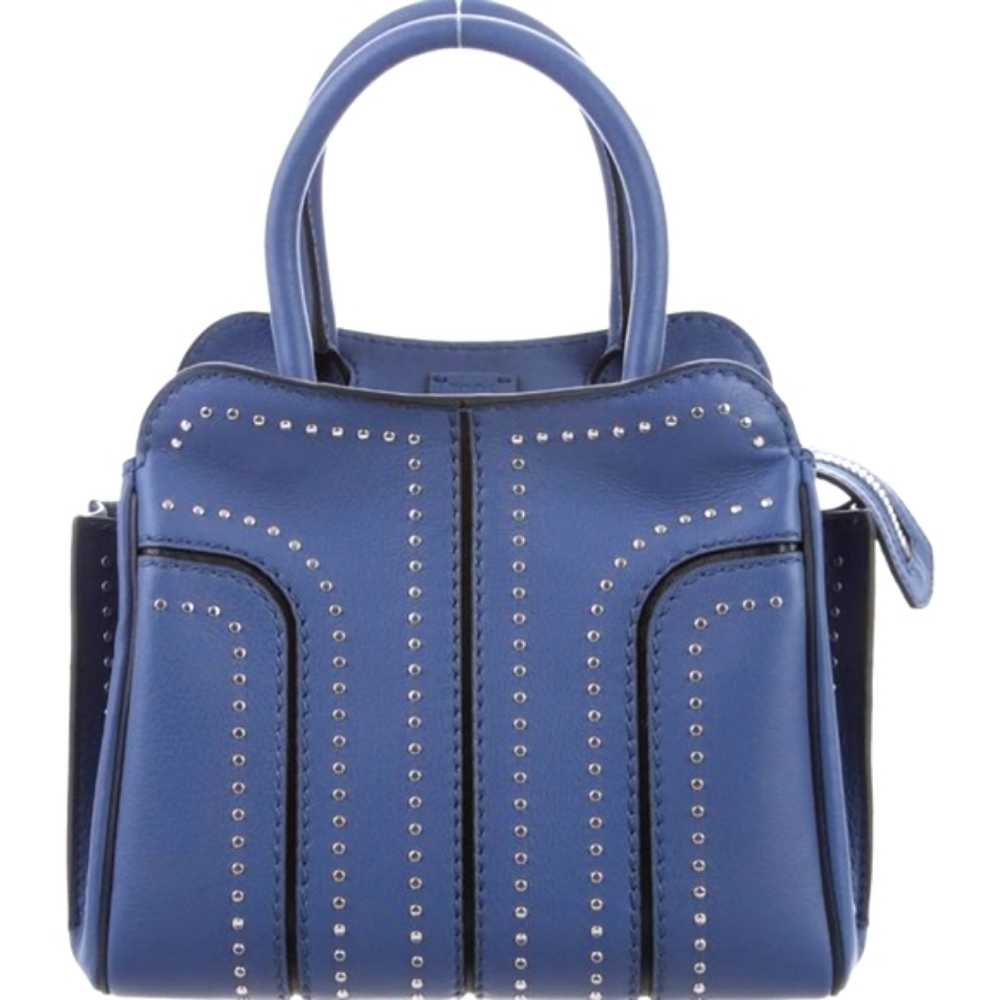 TOD'S Studded Mini Sella Blue Leather Bag